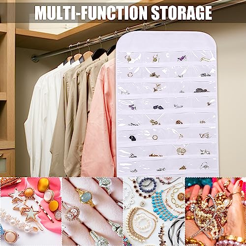 OVBOVA Schmuck Organizer Hängend,Schmuck-Organizer zum Aufhängen,Doppelseitiger Reise Schmuckrolle,72 Taschen Aufbewahrungsrolle mit Aufhänger,Schmuckhalter für Ohrringe,Halsketten,Ringe an Schrank