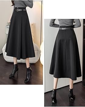 IDEALSANXUN Wool Midi Skirts for Womens High Waisted A Line