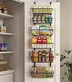 Mefirt 12 Inch Wide Narrow Over The Door Pantry Organizer, Pantry Organization and Storage, Black Metal Hanging Deep Basket Wall Spice Rack Seasoning Shelves, Home & Kitchen Essentials, Apartment