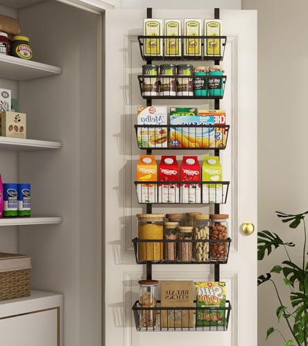 Mefirt 12 Inch Wide Narrow Over The Door Pantry Organizer, Pantry Organization and Storage, Black Metal Hanging Deep Basket Wall Spice Rack Seasoning Shelves, Home & Kitchen Essentials, Apartment