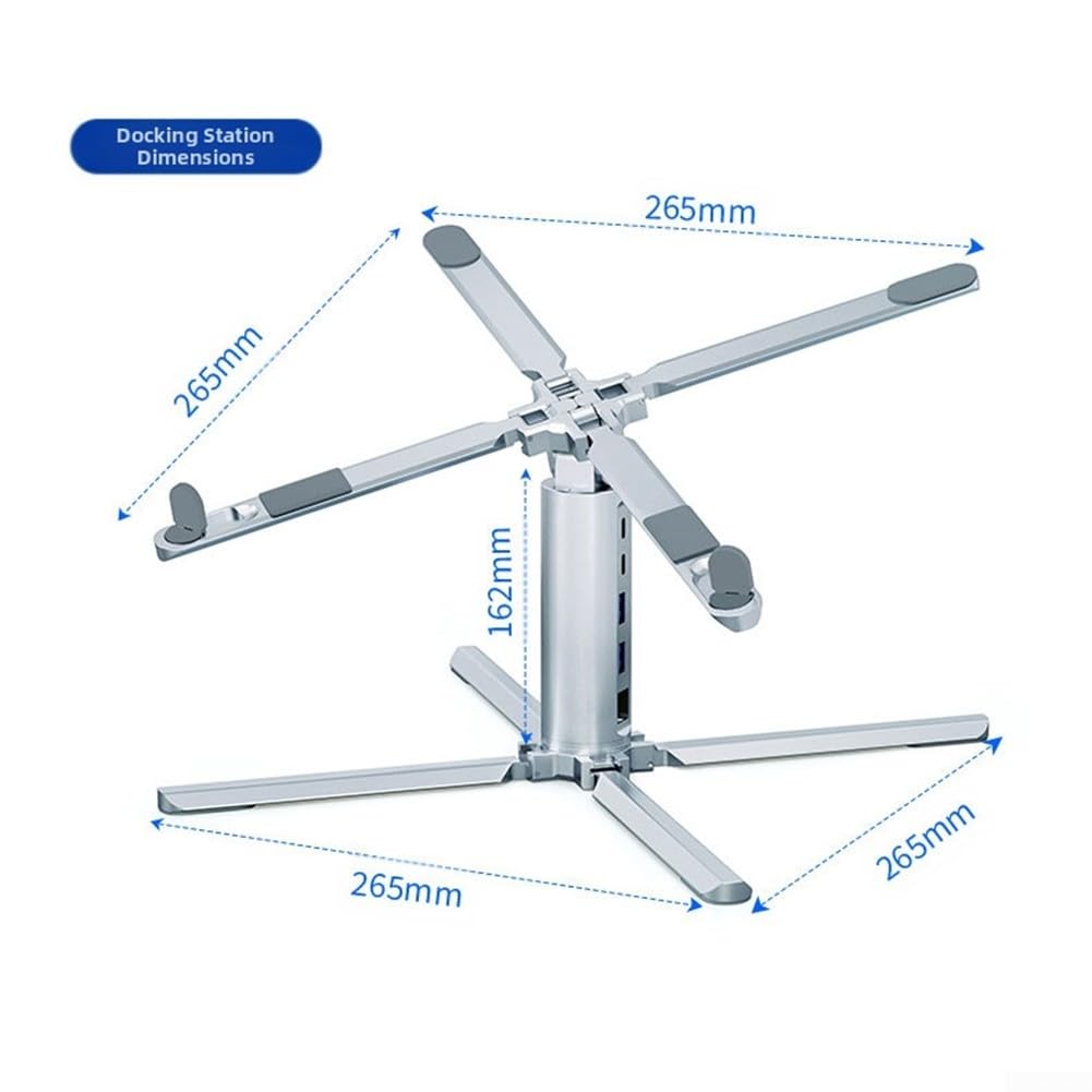 Base Laptop Aluminio 10 USB Hub Altura Ajustable(Bracket)