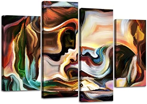 Colorful Abstract Wall Art Canvas Prints Mid Century Wall Decor 4 Piece, Modern Abstract Egyptian Pictures Posters for Bathroom Living Room Watercolor Paintings Aesthetic Artwork Home Decorations