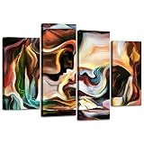 Colorful Abstract Wall Art Canvas Prints Mid Century Wall Decor 4 Piece, Modern Abstract Egyptian Pi