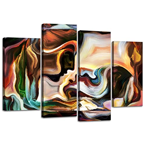 Colorful Abstract Wall Art Canvas Prints Mid Century Wall Decor 4 Piece, Modern Abstract Egyptian Pictures Posters For Bathroom Living Room Watercolor Paintings Aesthetic Artwork Home Decorations #TOP6