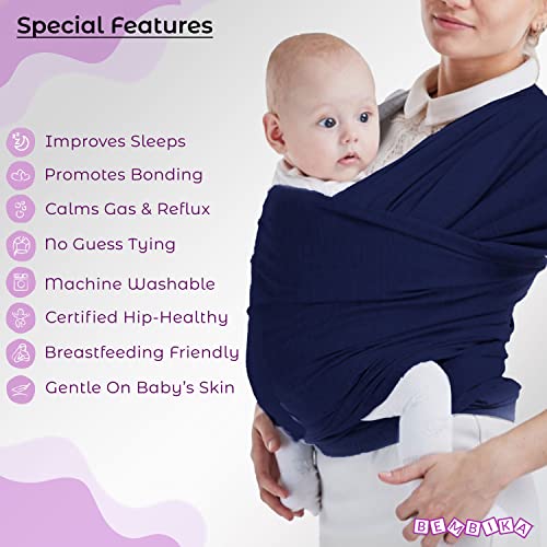 Image of Bembika Baby Essential Hands Free Baby Carrier Wrap Breathable Lightweight Baby Wrap Carrier Cloth Suitable for Newborn, Infants - (Blue)