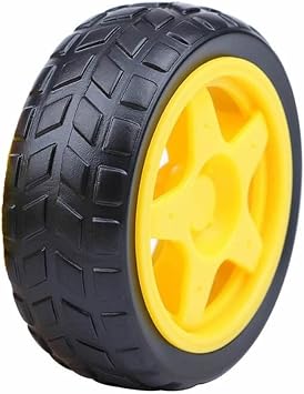 TT Tekerlek 2.5x6,8cm Plastik Sar  Oyuncak Araba Rubber Lastik Robot Ak l  Ara  Oyuncak Haraket Par as  Jant DIY TT Motor Uyumlu