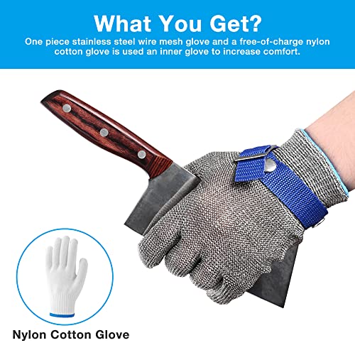 Caprihom Ansi A9 Cut Resistant Glove Food Grade Stainless Steel Mesh Metal Glove Knife Cutting Glove For Kitchen Cooking, Butcher Meat Cutting, Oyster Shucking, Mandoline, Fishing (M-1Pcs) #TOP3