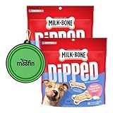 moofin Bundle of Portable Silicone Folding Pet Bowl - 13x, and ® Dipped Dog Biscuits Baked with Yogurt*, Pack of 2