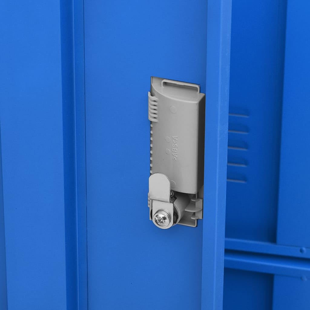 Set di 5 armadietti in acciaio con 9 scomparti e serrature, 90 x 45 x 92,5 cm, per ufficio, scuola e archivio, grigio chiaro e blu