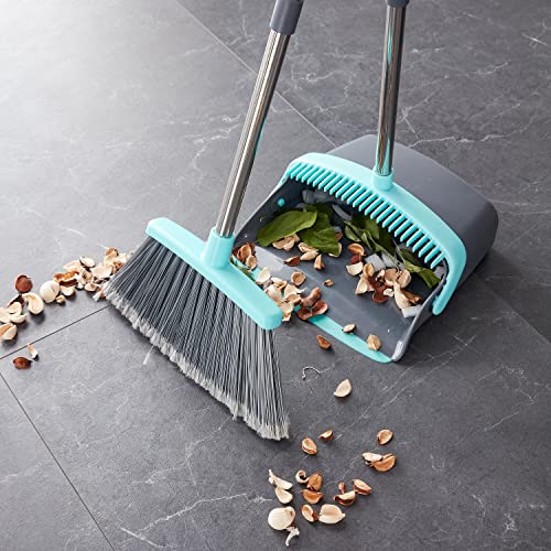 Broom And Dustpan Set Broom With Dustpan Combo Set Extendable Long Handle Brooms For Floor Cleaning Upright Standing Dustpans With Teeth Lightweight Dust Pan And Brush Combo For Indoor Outdoor #TOP1