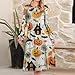 Long Sleeve Dress for Women Casual 2025 Fall Outfits Flowy Loose Midi Dresses Crewneck Fashion Print Vacation Dress