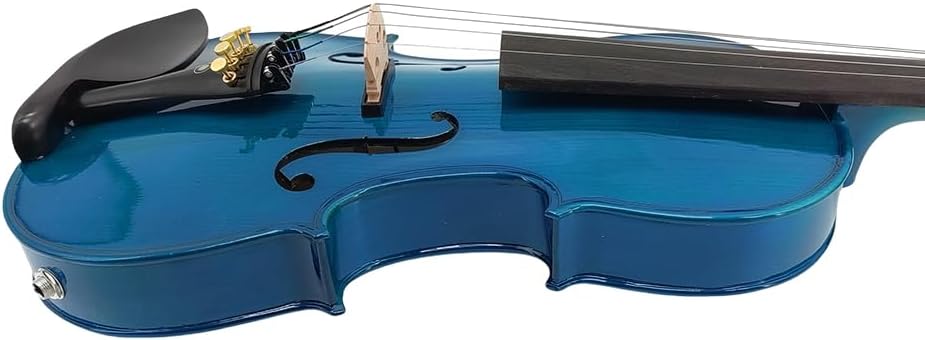 Acoustic Electric Violin 4/4 Full Size, 5 string Solid Maple Spruce with Ebony Fittings, Free Case and Bow, Beginner Kit for Adults(Blue)
