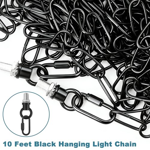 Image of garini 10 Feet Industrial Black Light Fixture Chain, Adjustable Metal Pendant Chandelier Chain Extension with Detachable Link, Maximum Load is 66 Pounds