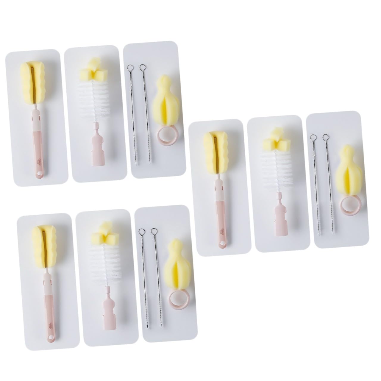 VALICLUD 3 Set Spazzole per e Ciucci Brush Kit Rotante per Bottiglie Design Ergonomico e Antiscivolo per e Contenitori Stretti Colore Rosa