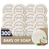 Terra Pure White Tea & Coconut Soap | Travel Size Toiletries Bulk Set for Hotel Essentials | 1.25 oz Bar Soap | 300 Pieces