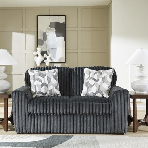 Image of Signature Design by Ashley Midnight-Madness Corduroy Loveseat, Gunmetal
