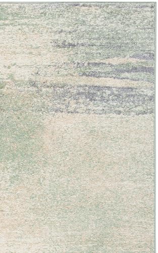 Image of SAFAVIEH Adirondack Collection Area Rug - 8' Square, Ivory & Sage, Modern Abstract Design, Non-Shedding & Easy Care, Ideal for High Traffic Areas in Living Room, Bedroom (ADR112W)