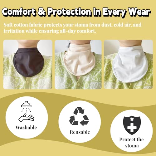Tracheostomy Cover for Adults – Breathable Neck Stoma Protector, Soft Cotton Tracheostomy Stoma Shield for Dust, Cold Air, and Privacy – Adjustable & Washable-Adjustable Stoma Bib for Men and Women