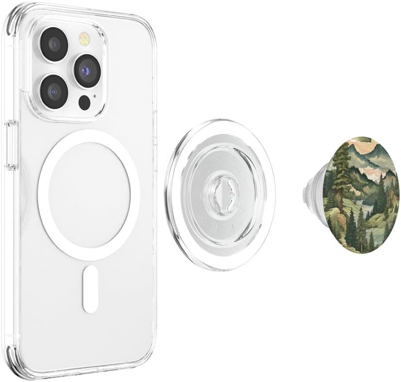 Pine Tree Mountain Scene Pattern Trees Forest Landscape PopSockets MagSafe PopGrip for iPhone