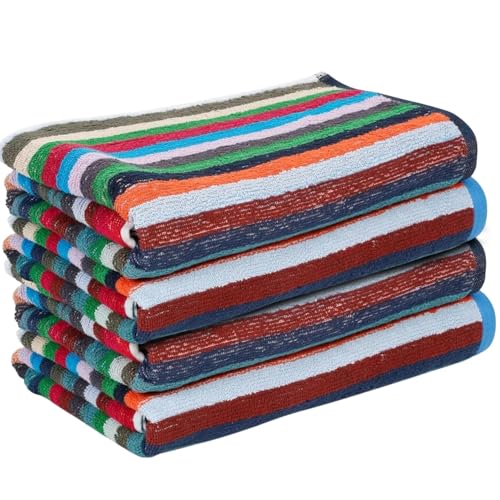 Ambra Linens 500 GSM Highly Absorbent Bath Towels Set, 100% Cotton, Soft and Plush, All Seasons Use, Extra Large, Cabana Style, Best for Pool, Beach, Spa, Gym