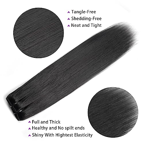 Mihugass Yaki Straight Clip In Hair Extensions For Women 100% Unprocessed Brazilian Virgin Hair Clip Ins Yaki Straight Clip On Hair Natural Black 8Pcs With 18Clips Per Set 120G thumb #4