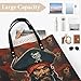 Pirate Captain Leather Tote Bag Soft Handbag Vintage Shoulder Purses Fashion Top Handle Bag Large Capacity