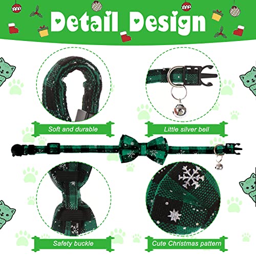 4 Pieces Pet Christmas Costumes Set Include 2 Pack Pet Santa Hats and 2 Pack Adjustable Pet Collar with Snowflake Bow Tie and Bell for Small Cat Dog Costume Accessories Outfits Decoration
