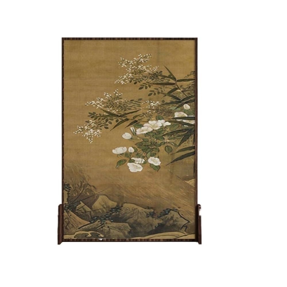 Privacy Screen Retro Zen Screen Partition Home Living Room Porch Decoration Background Wall Movable Tea Solid Wood Seat Room Divider