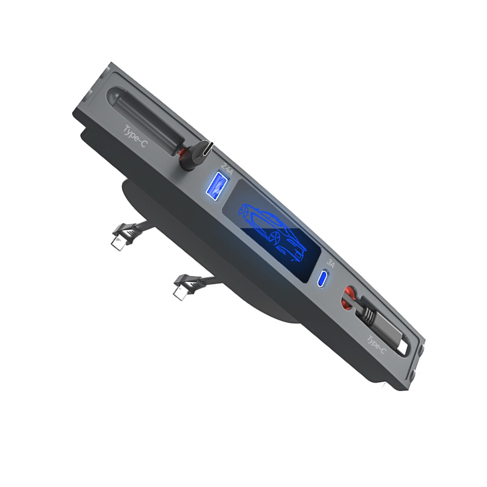 Efficienza Hub USB Stazione di Ricarica con Retrattile e 27W Potenza Hub USB Docking Station Car Multi Port