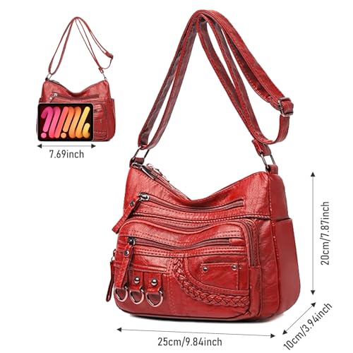 Image of WITERY Crossboby Bag for Women - Soft PU Leather Multi-Pocket Shoulder Bag Handbag with Adjustable Strap