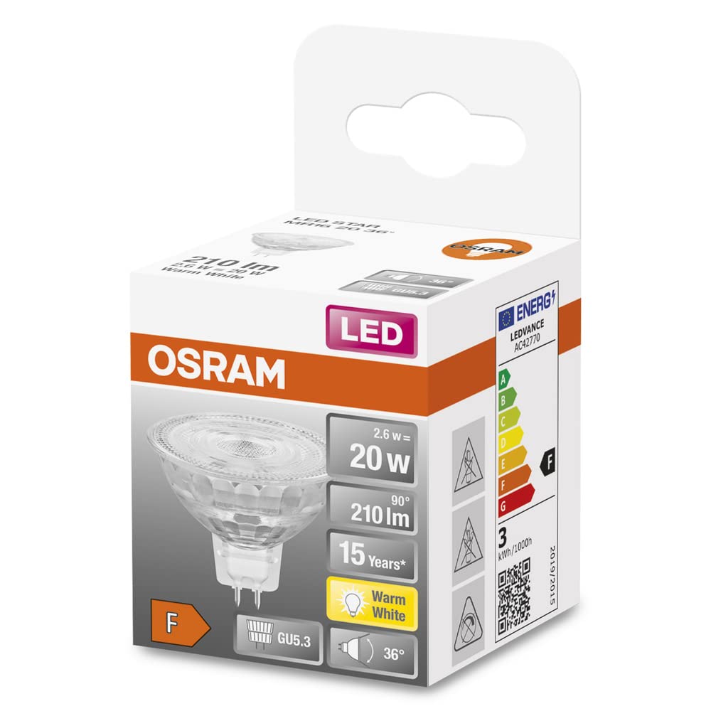 Osram Superstar Reflektorlampe für GU5.3-Sockel, klares Glas,Warmweiß (2700K), 345 Lumen, Ersatz für herkömmliche 35W-Leuchtmittel, dimmbar, 6-er Pack