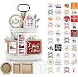 CRCZK 10 Themes Interchangeable Seasonal Decor Set - Farmhouse Christmas Tiered Tray Decorations, Perfect for Holiday Decor, Lavender Decor Thanksgiving Decorations for Home