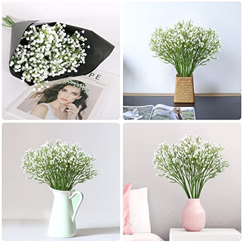 Ezflowery 12 Pcs Artificial Babys Breath Flowers, Gypsophila Real Touch Flowers For Diy Wedding Bouquets, Crown, Party, Hotel, Table, Home Decoration (White) #TOP3