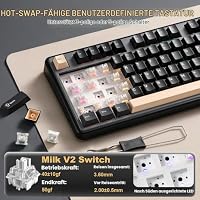 YUNZII B98 PRO QMK/VIA Gaming-Tastatur (Schwarz, Milk V2 Linear Switch) – Ansicht 6