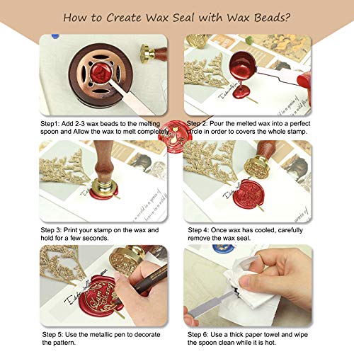 7 In 1 Wax Seal Stamp Kit With 24 Colors Of Wax Seal Beads Totaling 648 Pcs, Wax Seal Stamp, Heater, Wax Seal Metallic Pen, Wax Seal Kit Perfect Decoration For Wedding Invitations, Mails, Cards, Gifts #TOP2