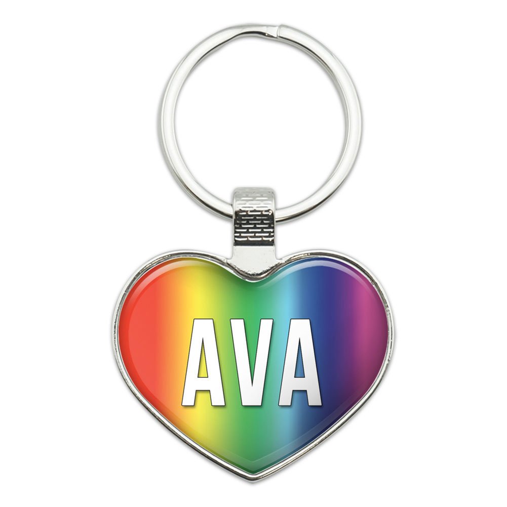 Metal Keychain Key Chain Ring Rainbow I Love Heart Names Female A Ashl - Ava