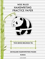 Wide Ruled Handwriting Practice Paper: Notebook with 100 Blank Handwriting Practice Pages and Stuck Panda Cover, Lined Paper with Dotted Midline and ... (8.7mm) Spacing Between Horizontal Lines 1672204348 Book Cover