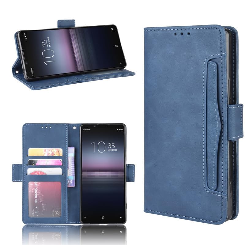Étui Sony Xperia 10 IV bleu housse cuir rabat arrière protection portefeuille téléphone