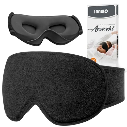 INNELO Masque de sommeil en coton pour les personnes dormant sur le côté, Masque de Nuit 3D avec protection auditive, ultra doux et confortable, Masque pour...