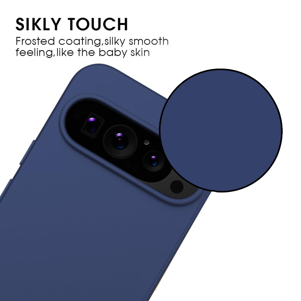 X-level Cover per Google Pixel 9 Pro, Custodia Protezione in Morbida Silicone TPU Ultra Sottile e Anti-Graffio Cover Ultra Slim per Pixel 9 Pro Anti Scivolo, Blu marino