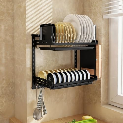 Escurridor de platos ajustable para pared: diseño de doble capa que ahorra espacio 2