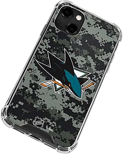 Skinit Clear Phone Case Compatible with iPhone 13 - Officially Licensed NHL San Jose Sharks Camo Design