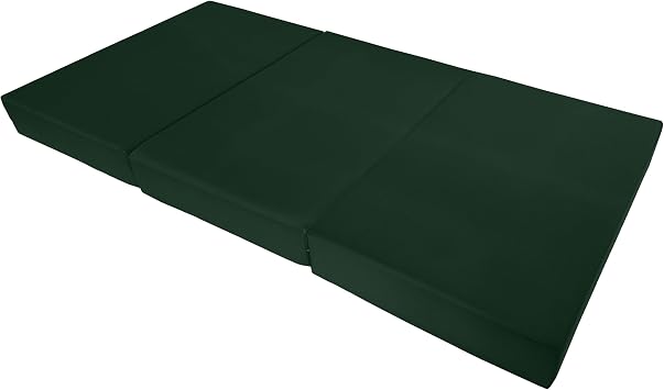 D&D Futon Furniture Hunter Green Trifold Foam Beds, Shikibuton, Tatami Cushion Topper, Foldable Futon Pad, Twin 6x39x75