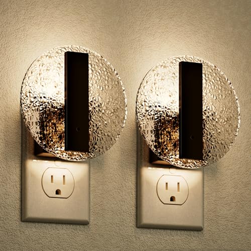 Image of JandCase Night Light, LED Night Lights Plug into Wall, 3000K Warm White Nightlight with Dusk to Dawn Light Sensor, 0-100LM Adjustable Brightness, for Bathroom, Bedroom, Hallway, Stairs, 2 Pack