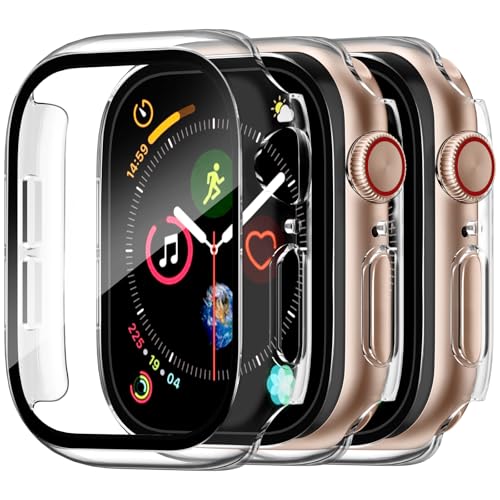 Image of Charlam Tempered Film Apple Watch Case with Screen Protector Compatible with 41mm Series 8 /7, Full Protective Hard PC Bumper Touch Sensitive HD Screen Cover for iWatch Accessories, Pack of 3, Clear,