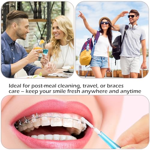 Bigqin 50 Stück Interdentalbürsten, 0,6/0,8 mm Durchmesser, weiche Zahnzwischenraumbürsten, Dual-Use Zahnseide Stick mit Etui, Dentalbürsten für Zahnreinigung Zwischenräume Größe 3/Größe 5 – Bild 6