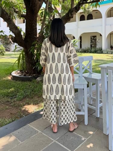 Image of Leriya Fashion Women's Rayon Kurta Pant Set | Casual Style Ethnic Co-ord Set for Women Stylish | Black Print Kurti for Office & Daily Travel Outfit | Oversize Loose Fit Kurta Sets for Woman