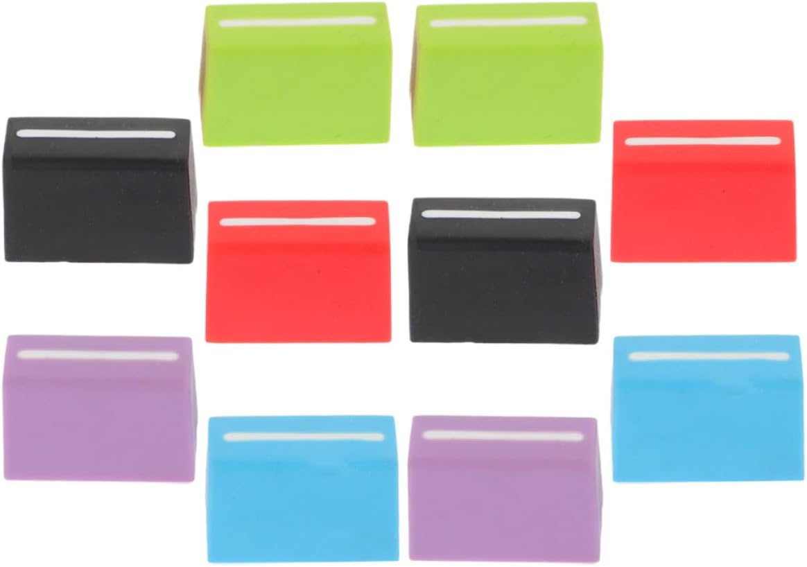 Hemobllo 10pcs Mixer Slider Caps Fader Knobs 4mm Inner Hole Rubber Replacement Button Set for Console Mixer Dj Controller with Black, Red, Purple, Blue, Green-white Colors