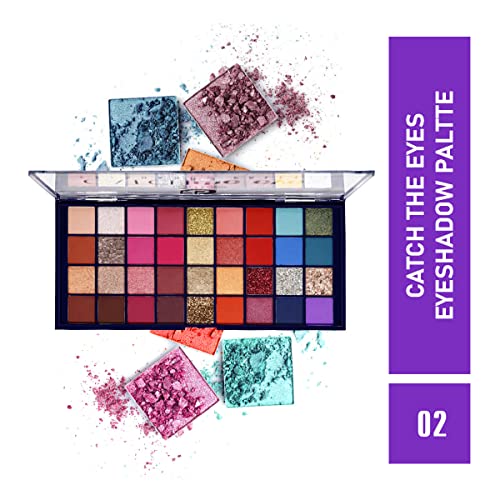 Image of MATT LOOK 36 Colors Catch the Eyeshadow Palette with Waterproof, High Pigment Flawless Finish & Long Lasting | Matte Nude Shimmer Eyeshadow Palette | 20.5g | 01