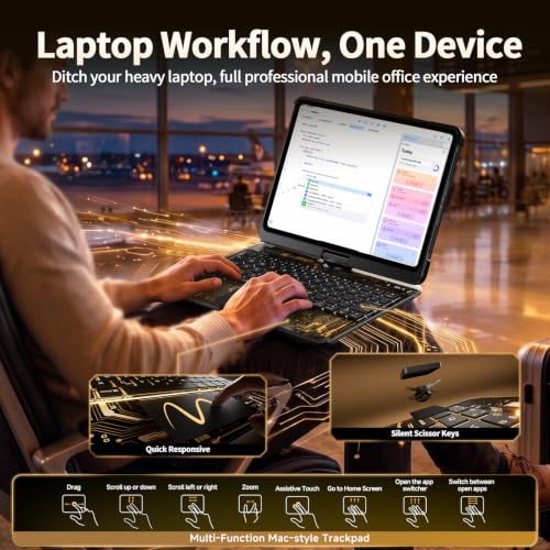 Image of Clear Keyboard Case for iPad 10.2 Inch with 360 Rotation, Black